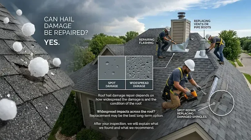Hail damage roof repair and replacement options in Warren MI