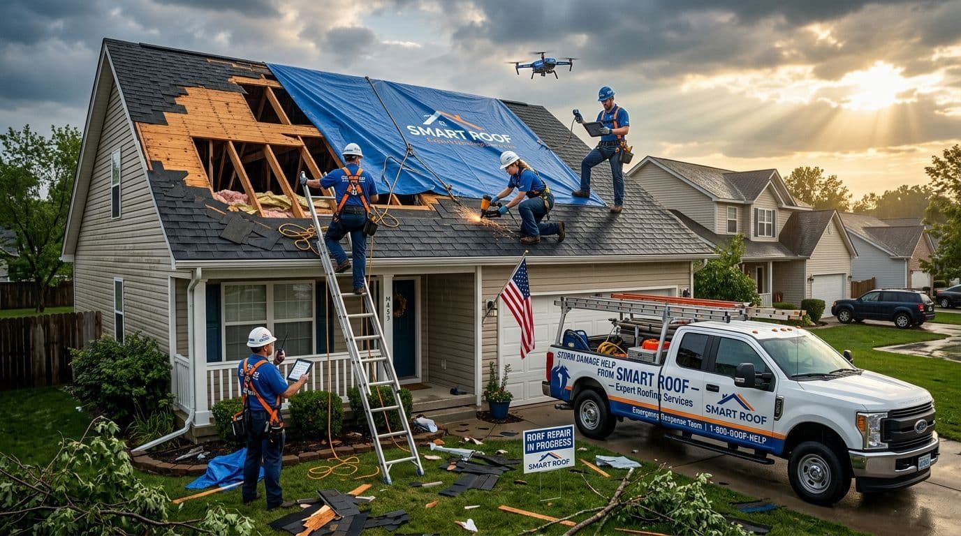 Storm damage roof repair in Warren MI by Smart Roof team