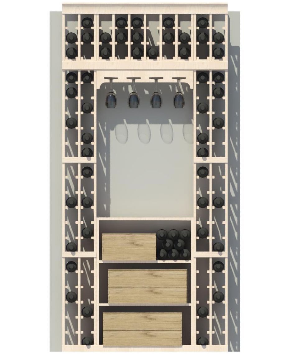 A 3d model of a closet with lots of shelves and drawers.