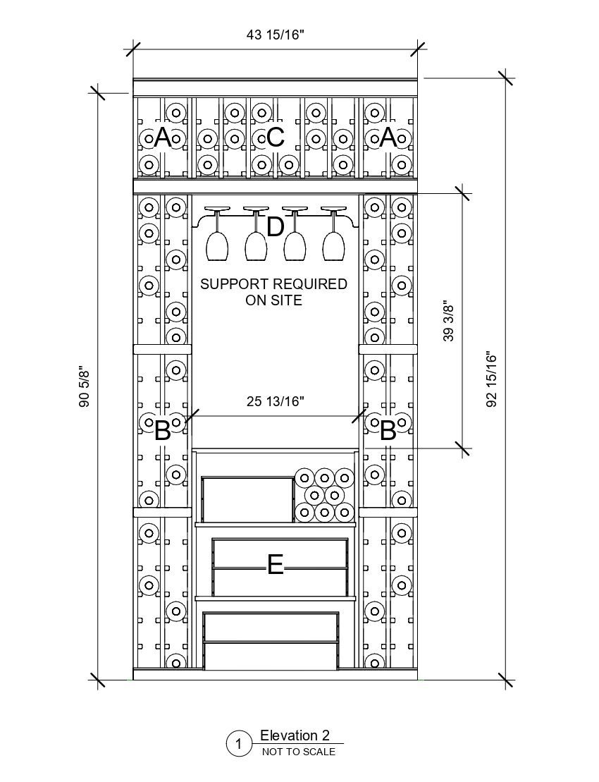 A black and white drawing of a closet with measurements.