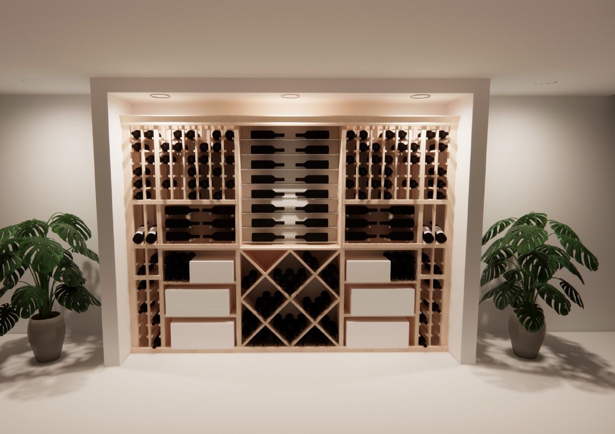 A wine cellar with lots of wine bottles on shelves