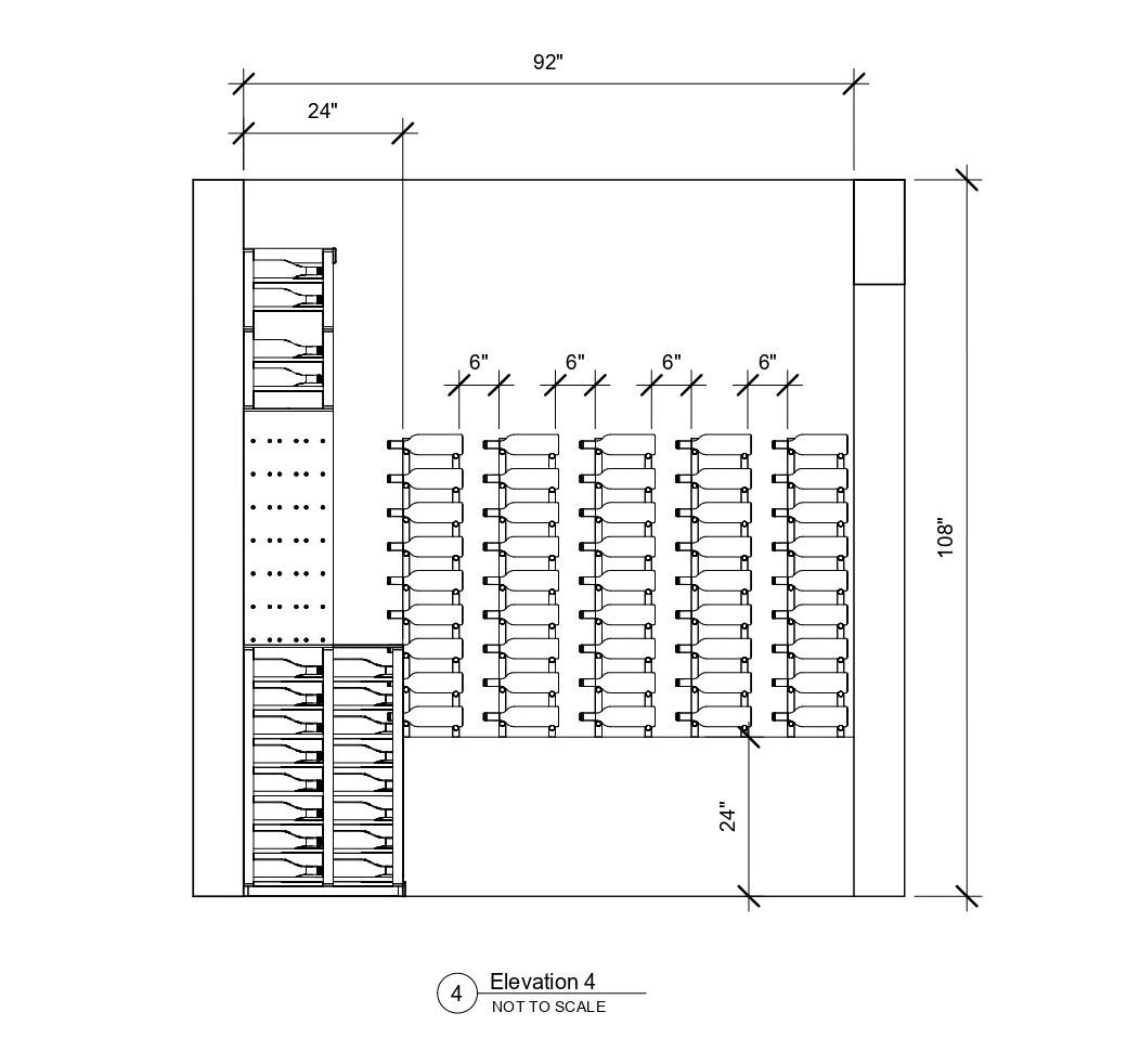 A black and white drawing of a building with measurements.