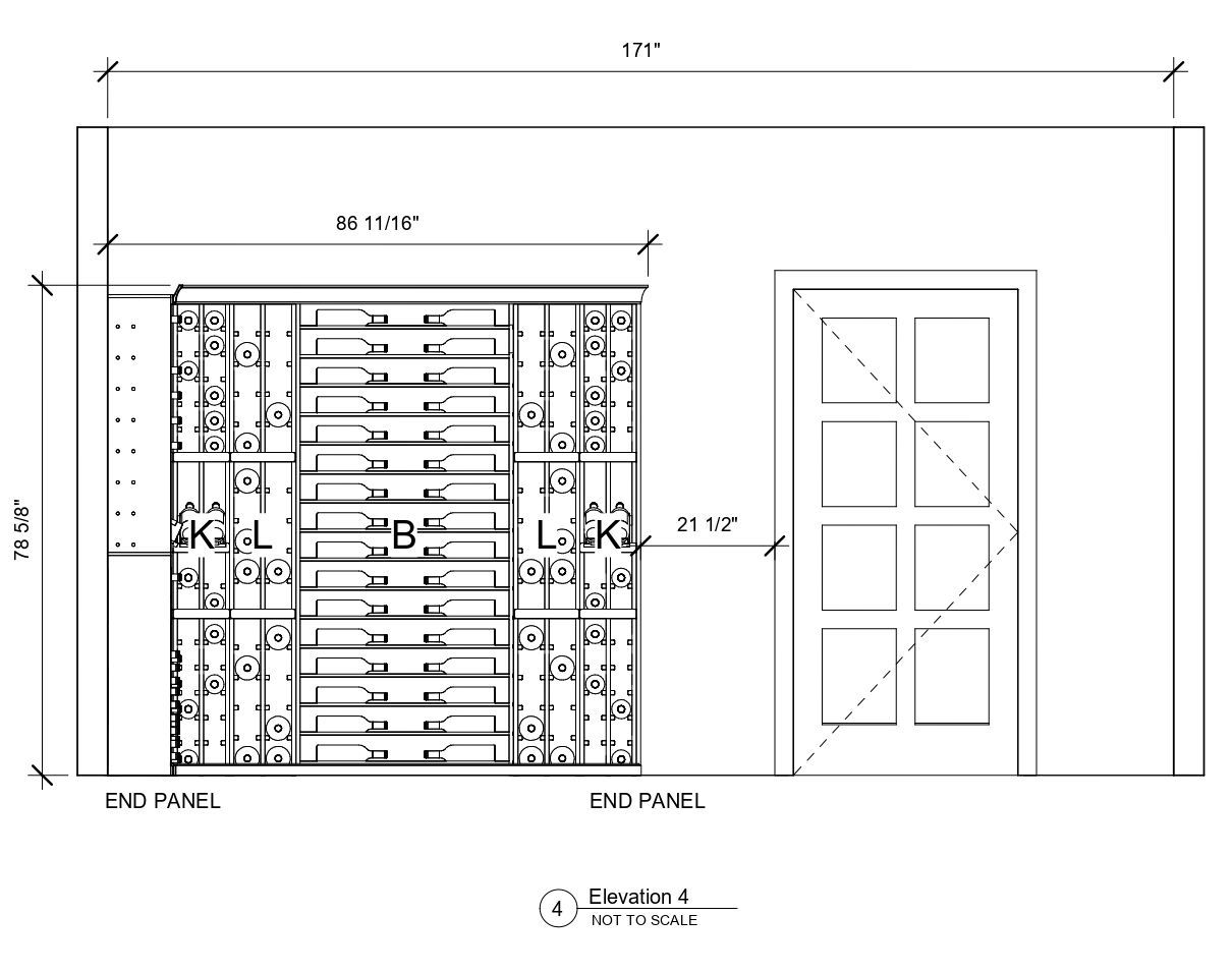 A black and white drawing of a building with measurements