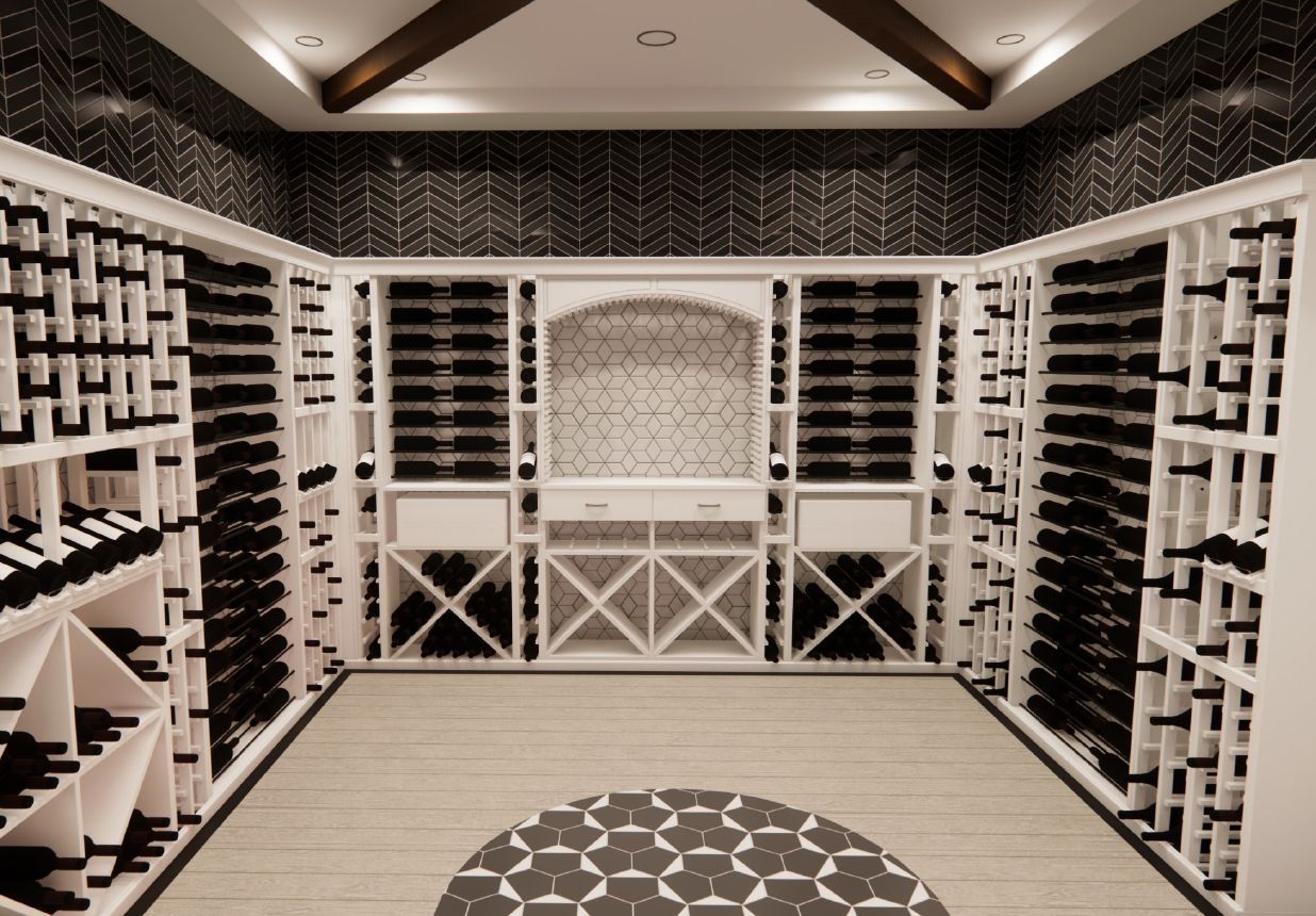 A large wine cellar filled with lots of bottles of wine.