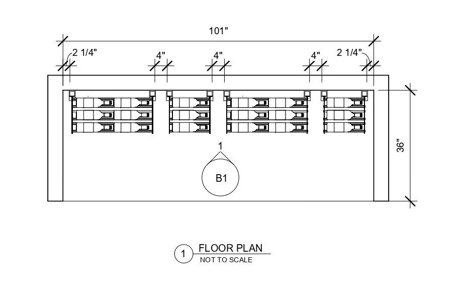 A black and white drawing of a floor plan of a building.