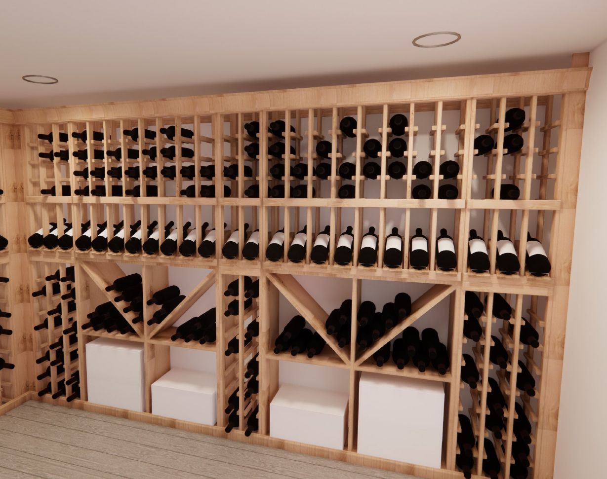 A wine cellar with lots of wine bottles on shelves