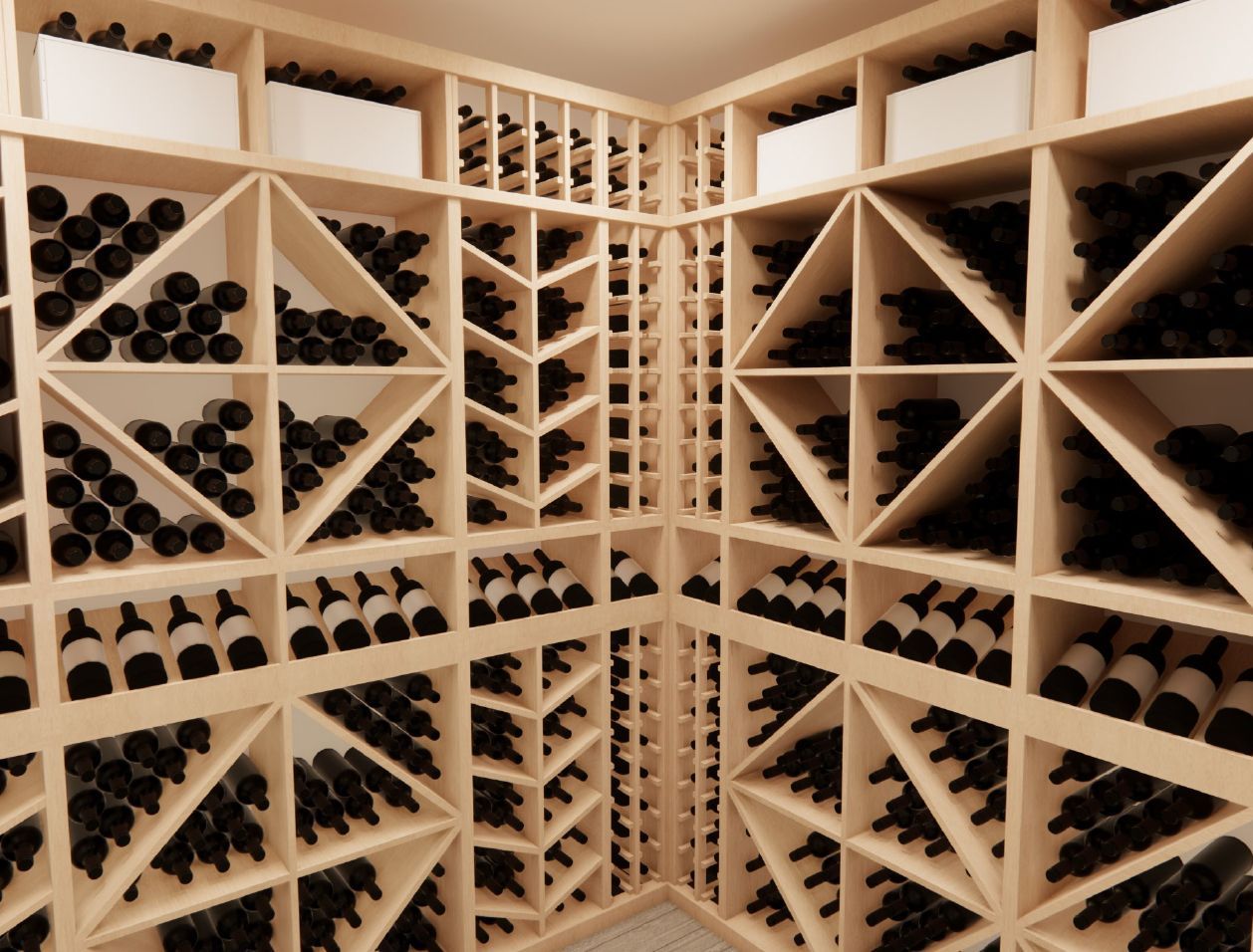 A wine cellar filled with lots of bottles of wine