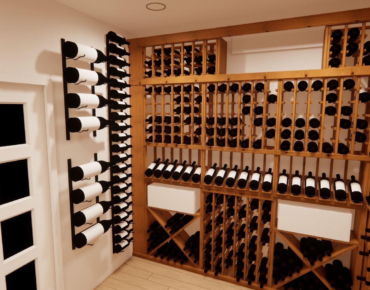 A wine cellar filled with lots of bottles of wine