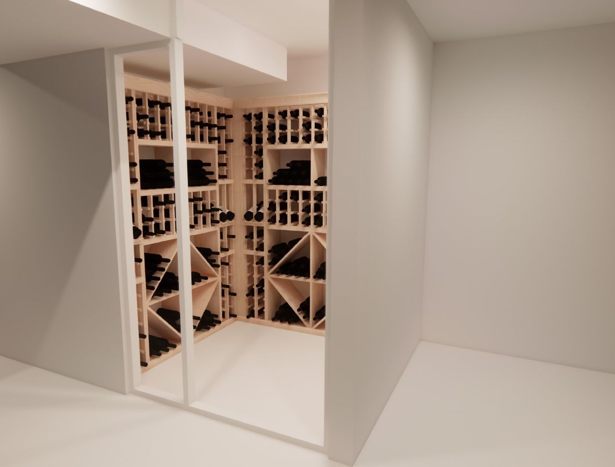 A room with a lot of shelves and bottles on them