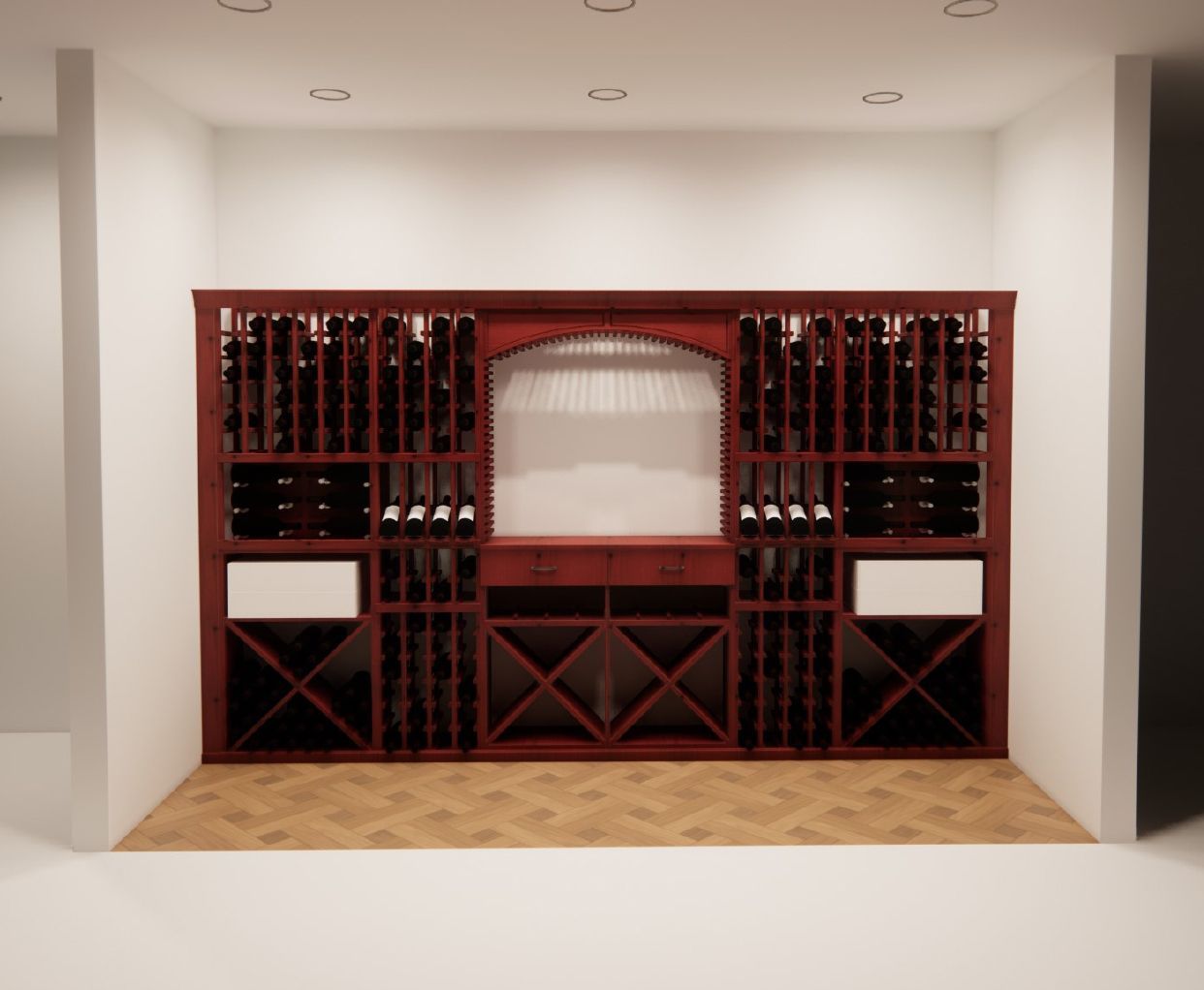 A wine cellar with lots of wine bottles in it