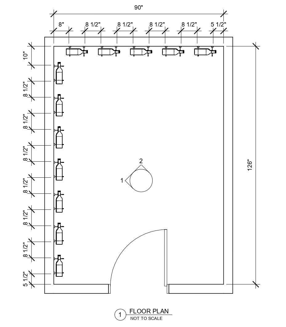 A black and white floor plan of a room with measurements