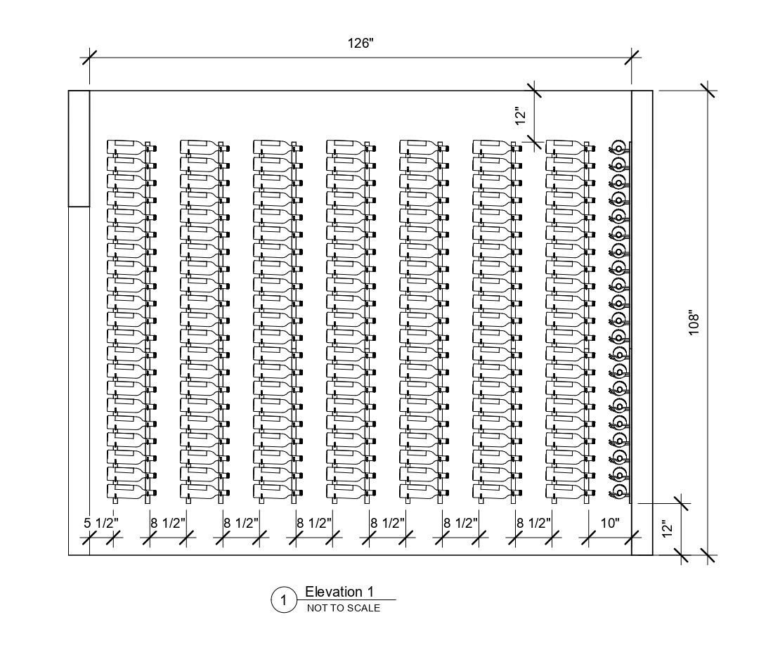 A black and white drawing of a room with rows of chairs.