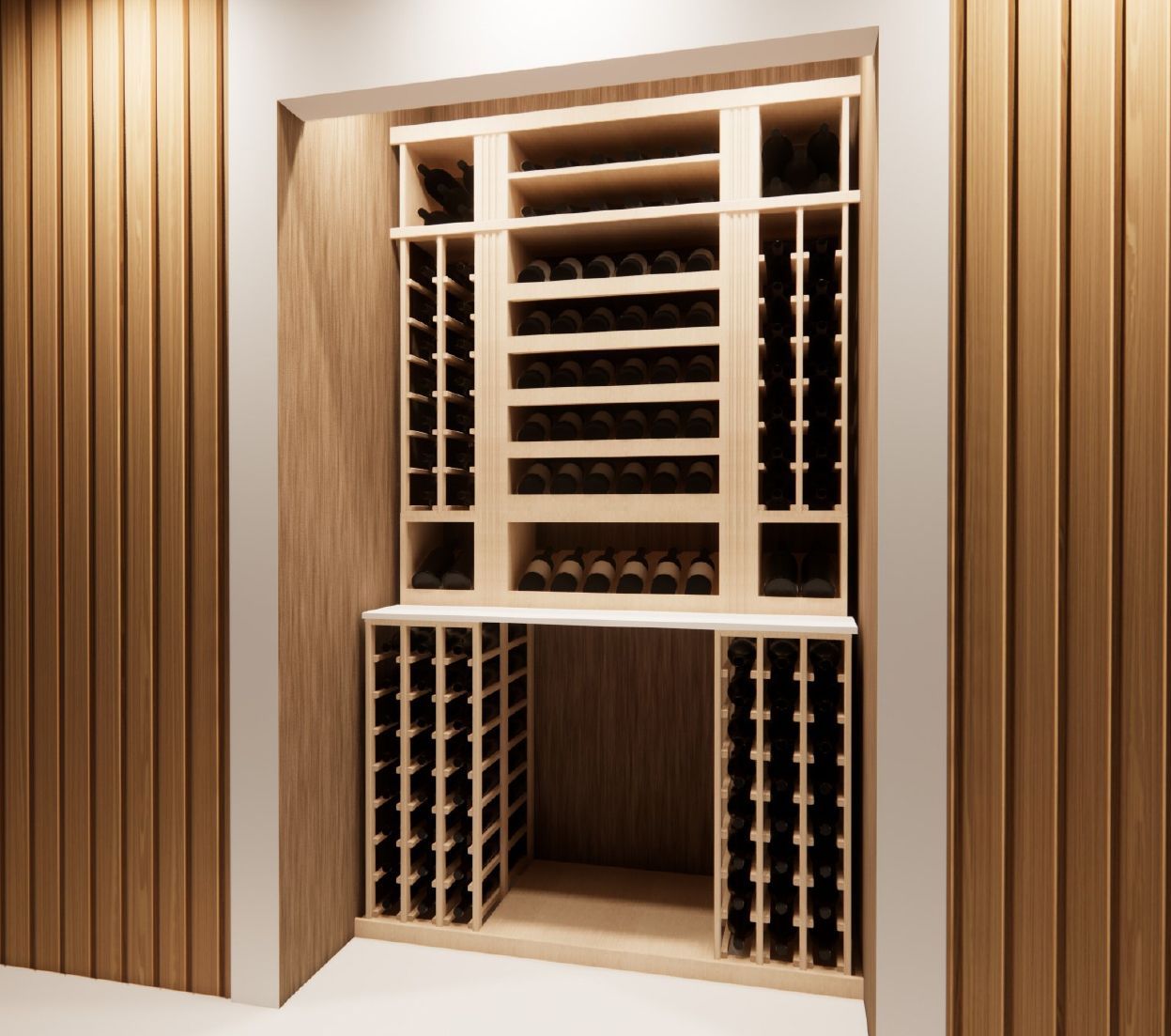 A wine cellar with a lot of wine bottles in it.
