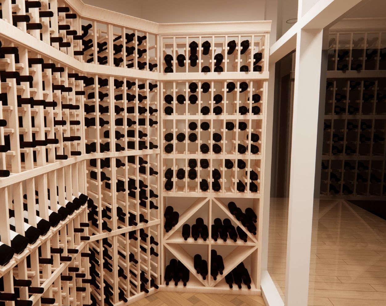 A wine cellar filled with lots of wine bottles