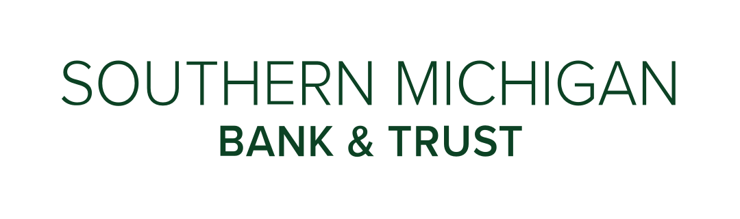 Southern Michigan Bank & Trust logo. Green text on white.