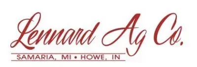 Logo of Lennard Ag Co., with Samaria, MI and Howe, IN locations.