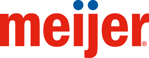 Meijer logo: red wordmark with two blue circles above the 'i'.