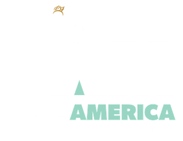A logo for a company called america with a triangle and a crown.