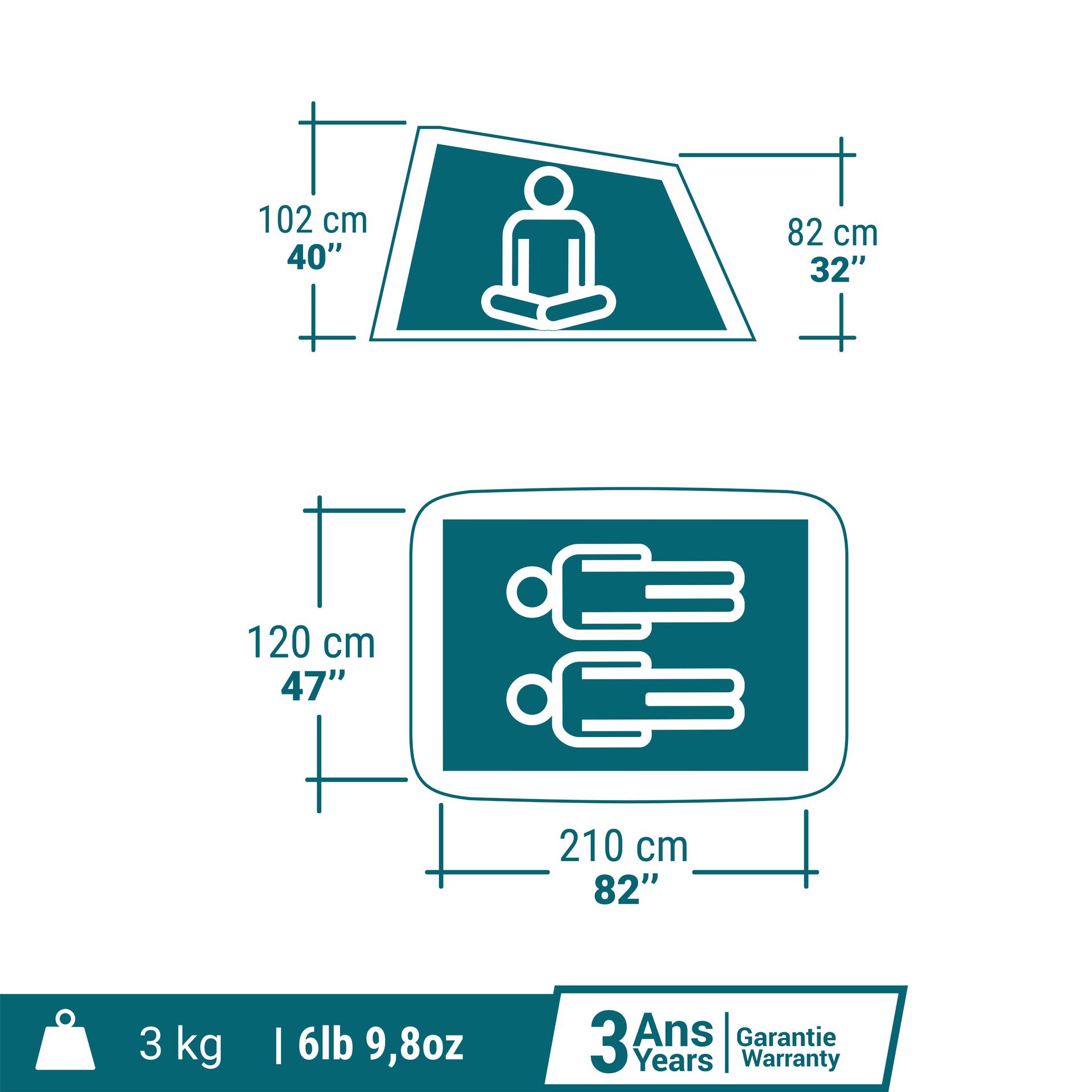 Quechua Camping Tent 2 Seconds - 2-Person specifications. 