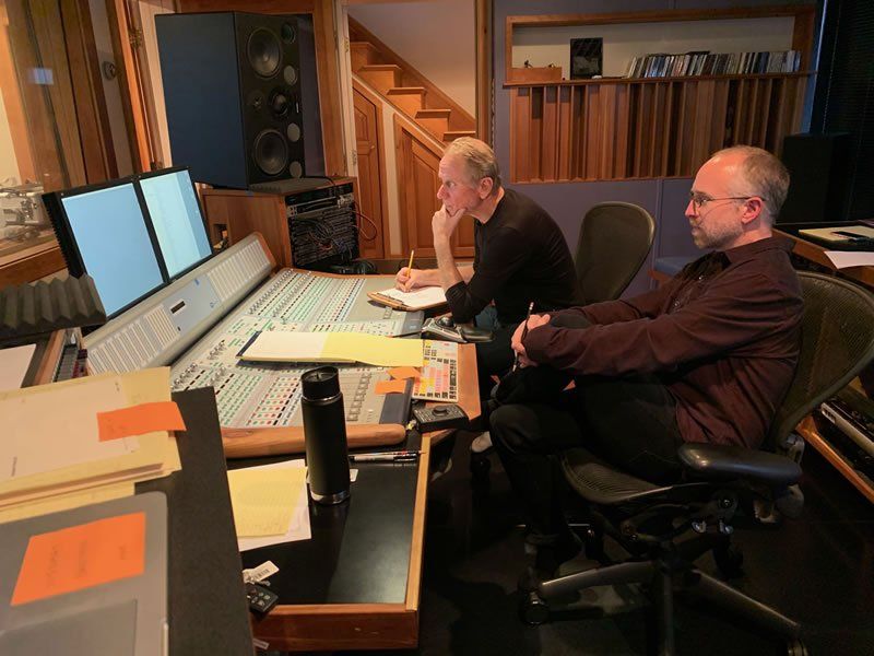 Will and Tom in recording studio during Michael Newhouse Allison recording session.