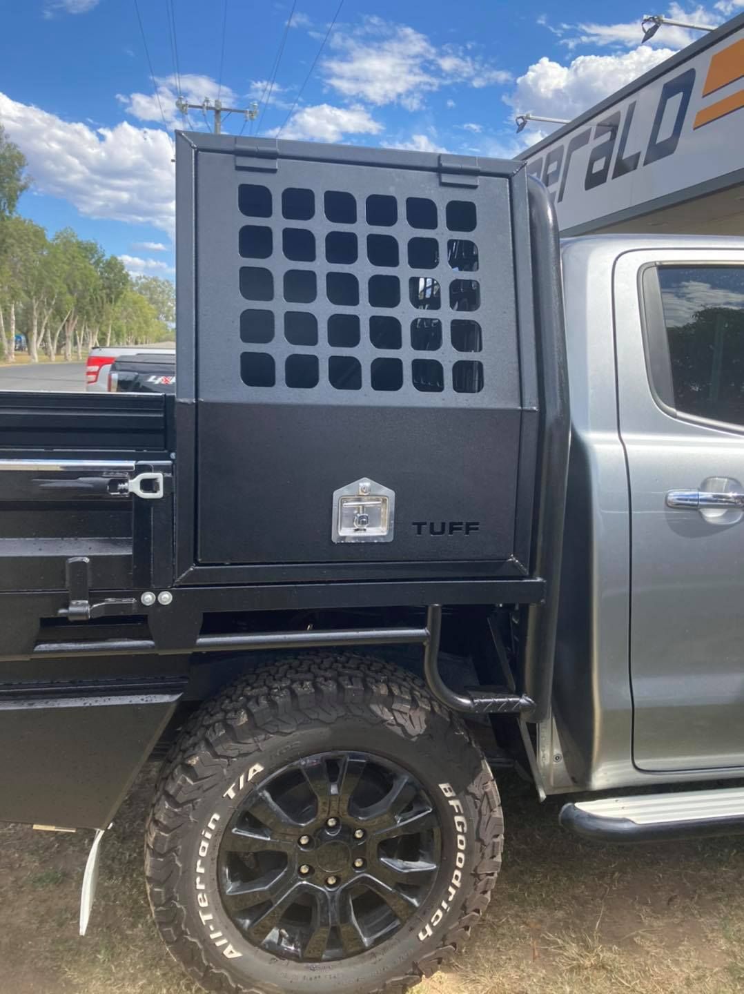 A Silver Truck With a Dog Box Attached to the Back of It — Emerald 4x4 in Alpha, QLD