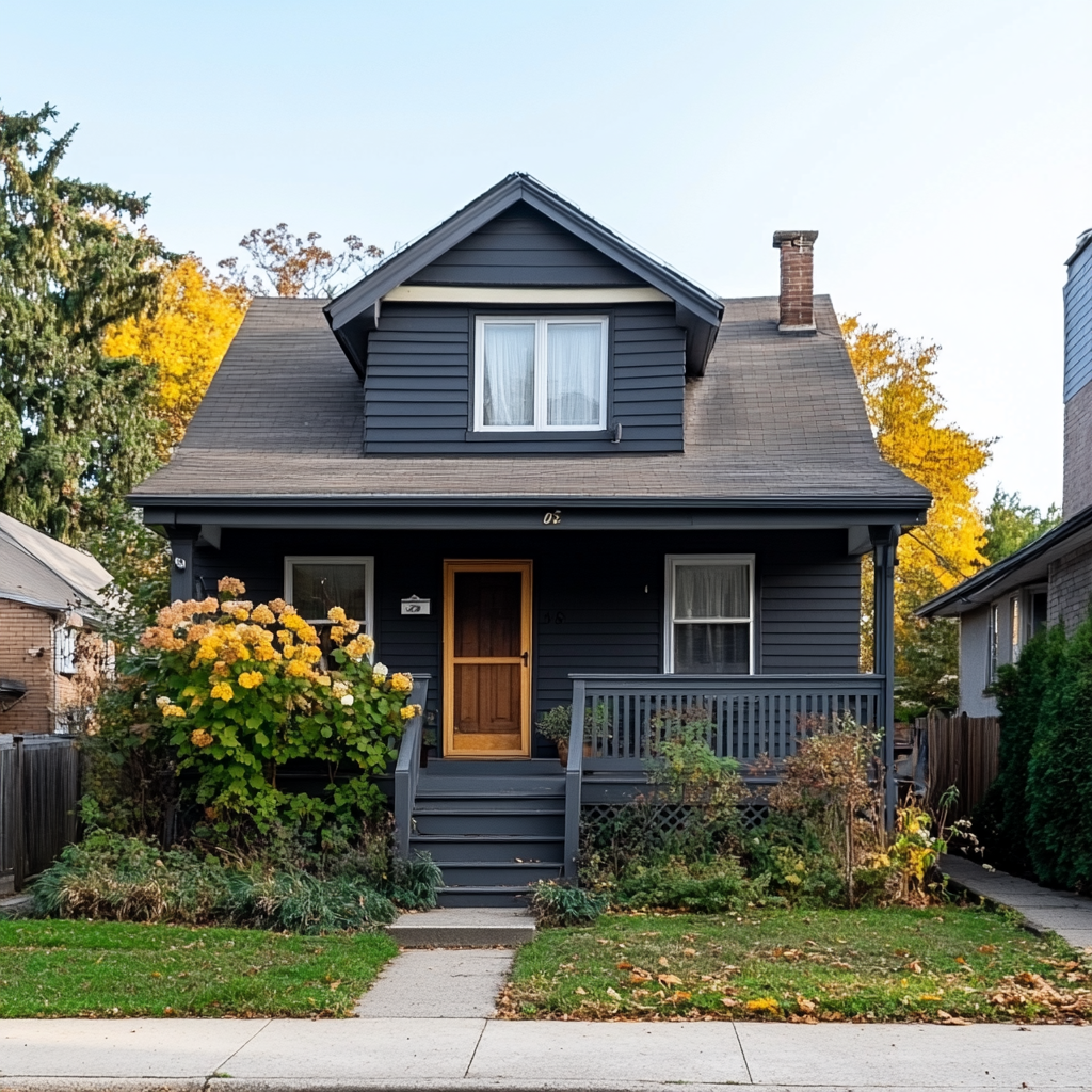 picture of exterior of a blue home