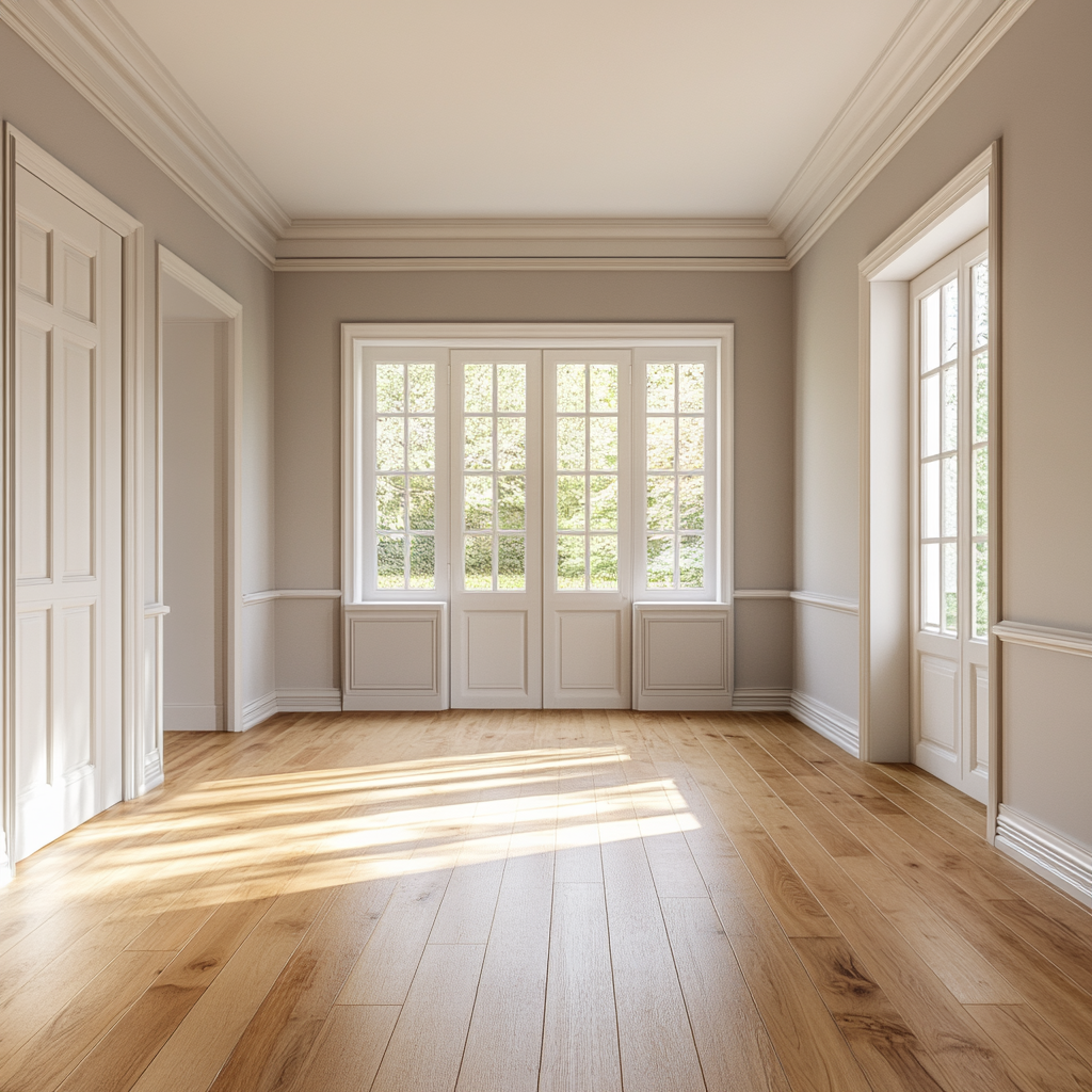 picture of interior of home with hard wood flooring