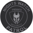 A logo for the nights watch patrol private security