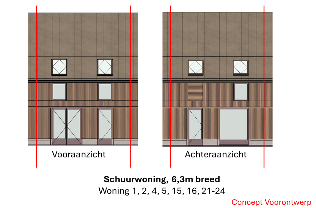 Aanzicht van 6,3 m brede woning