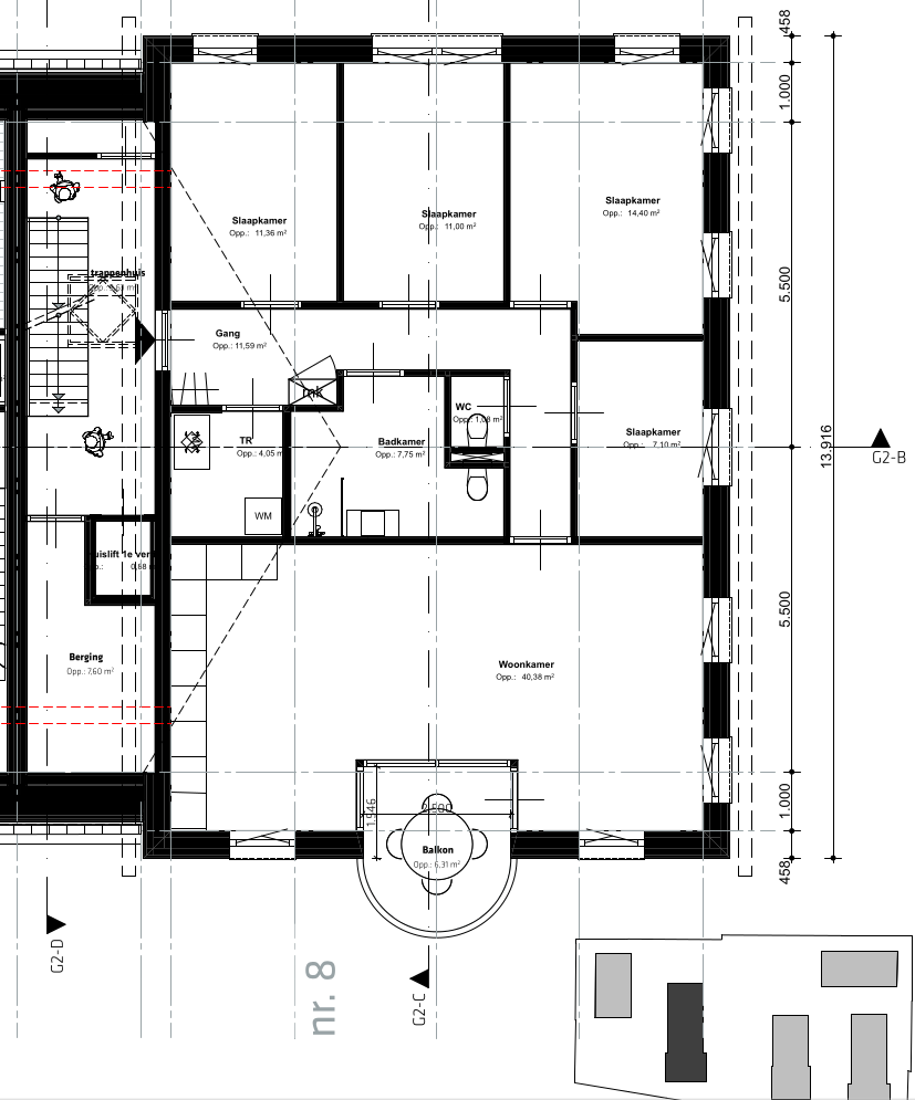 plattegrond van woning 8.