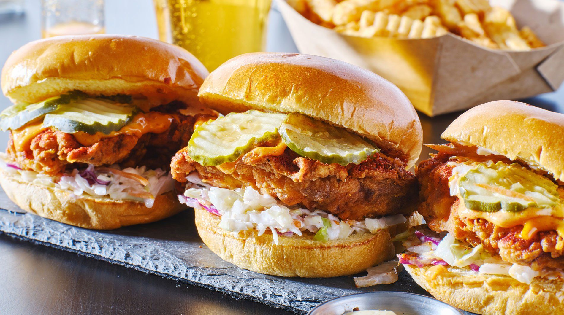 Chicken Sandwich with Coleslaw & Pickles