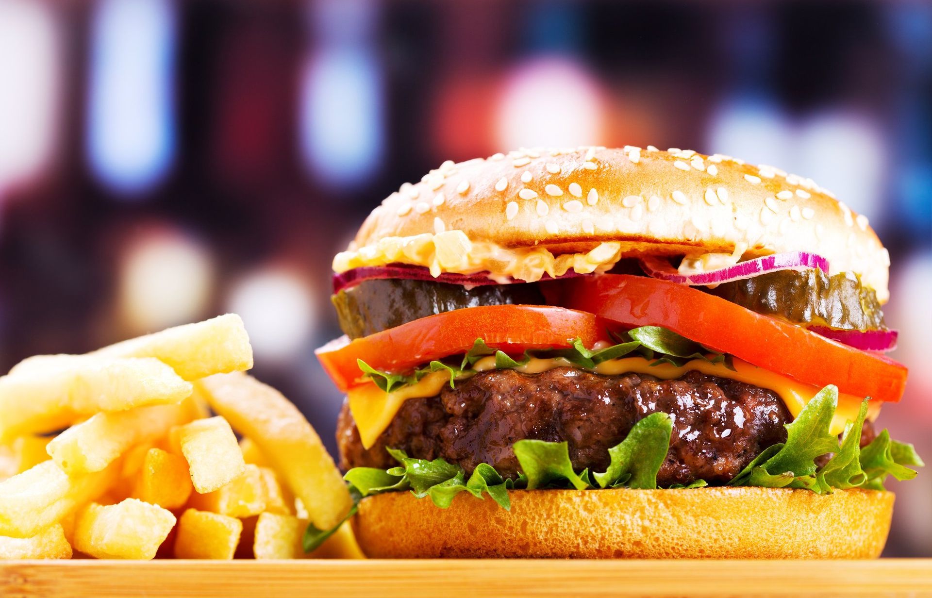 Burger Piled High with Toppings