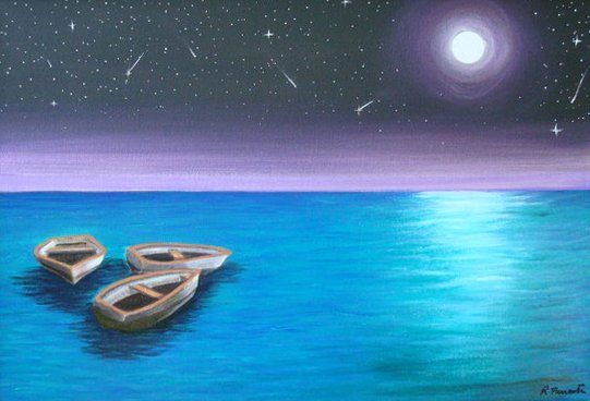 Dipinto di mare e barche