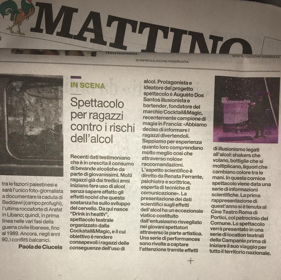 Articolo sullo spettacolo Drink in Health