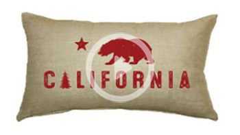 A pillow with a bear and the word california on it