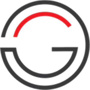 A black and red circle with a letter g inside of it.