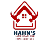Red house-shaped logo with tools and text “Hahn’s Handyman and Home Services”