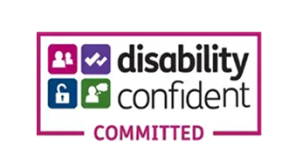 A logo that says `` disability & confident committed ''