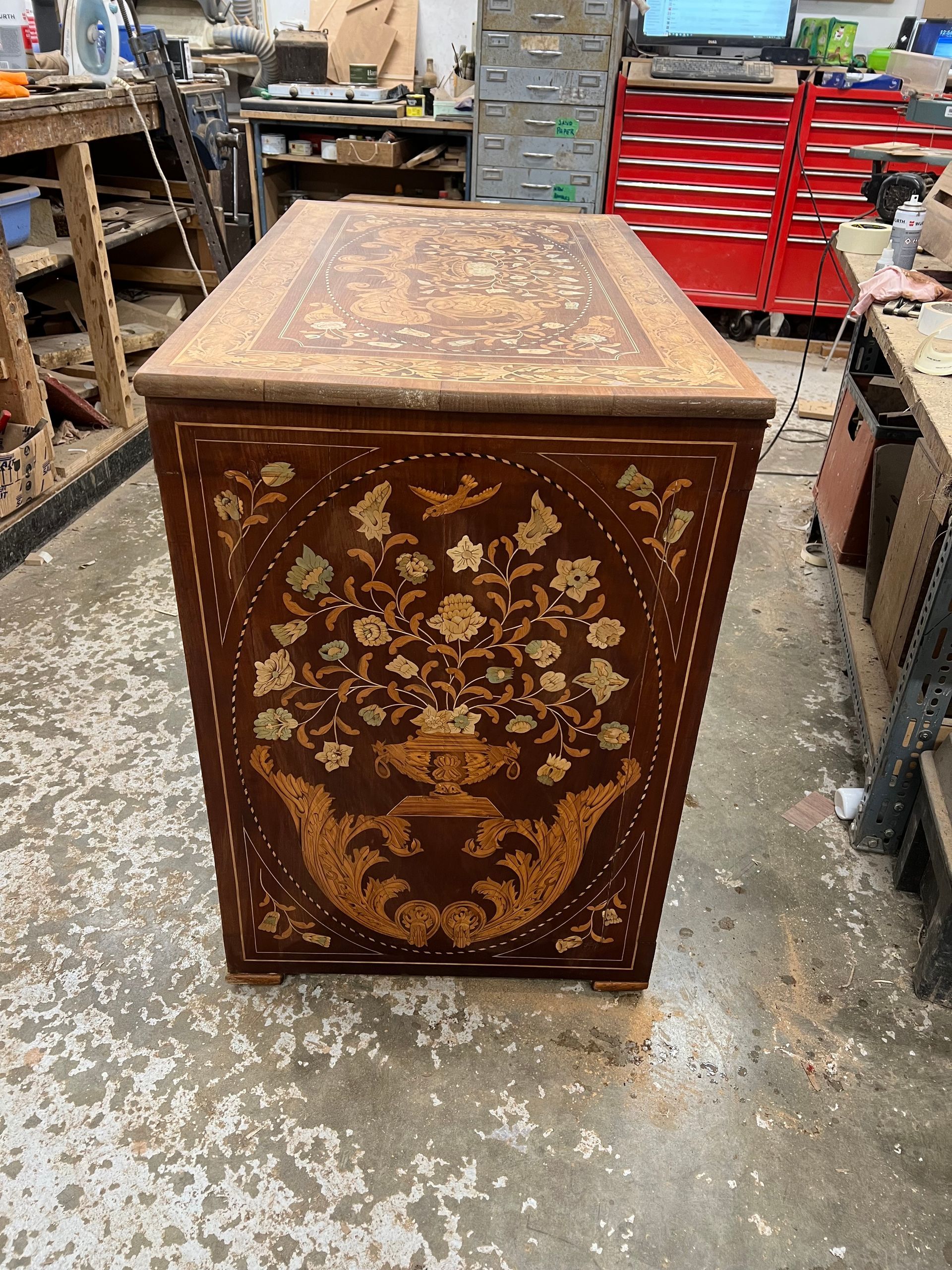 delicate marquetry flowers