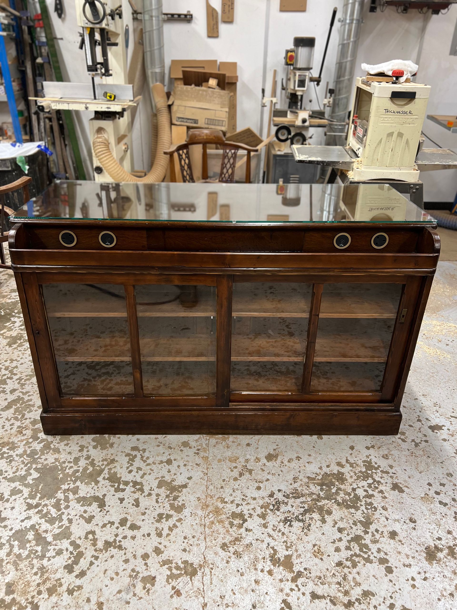 repurposed shop counter breakfast bar
