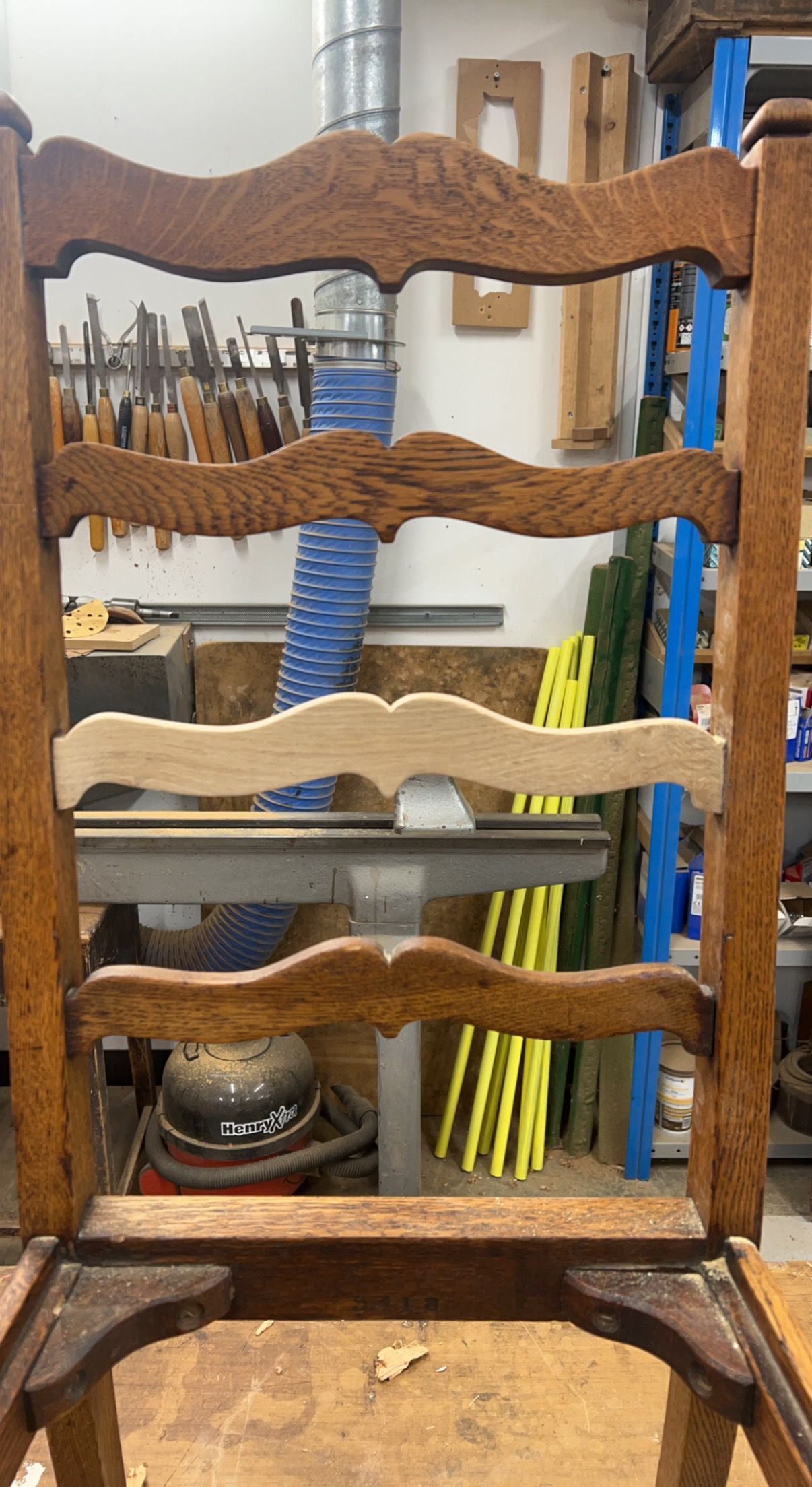 Chair with ladder back repair