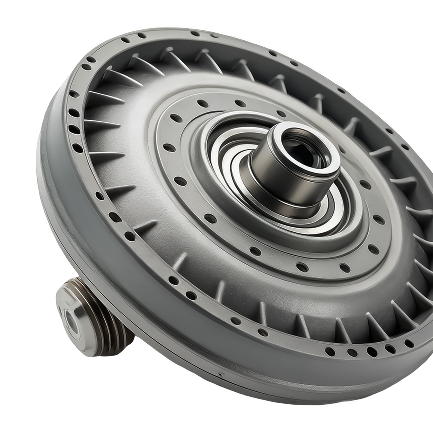 Gray torque converter, mechanical part for automatic transmissions, close-up view. | Aus Tex Transmission