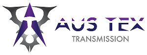 Logo for Aus Tex Transmission. Features a stylized purple and silver emblem with the company name below. | Aus Tex Transmission