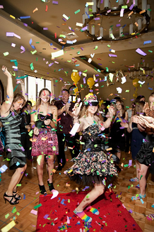 party photo booth with confetti and dancing
