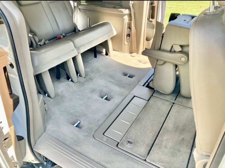 The back seat of a minivan after detailing