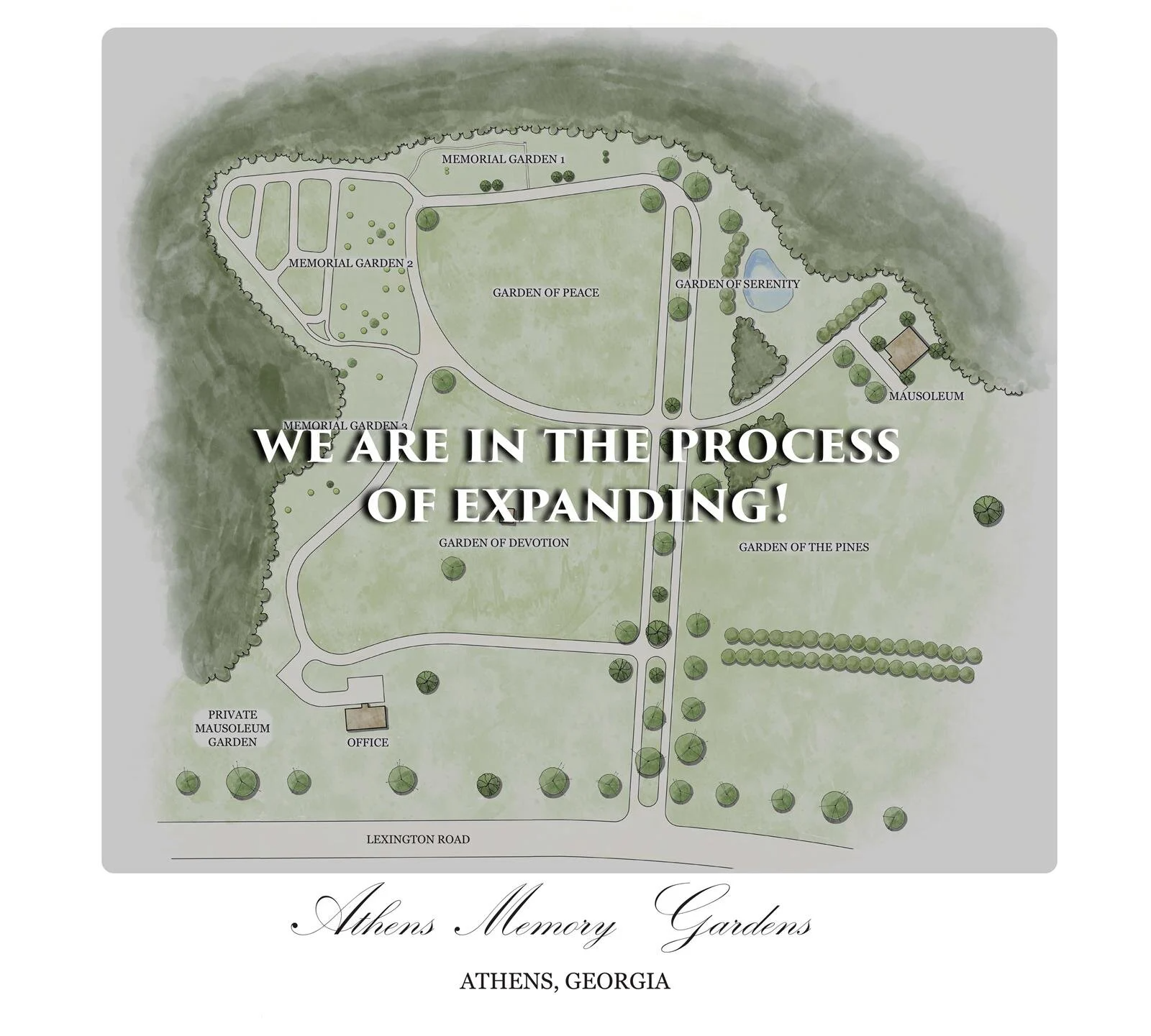 A map of athens memory gardens in athens georgia