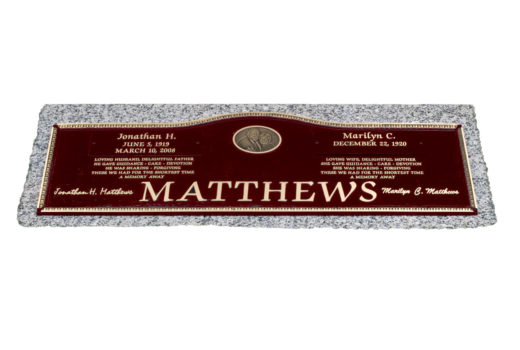 A red plaque with the name matthews on it
