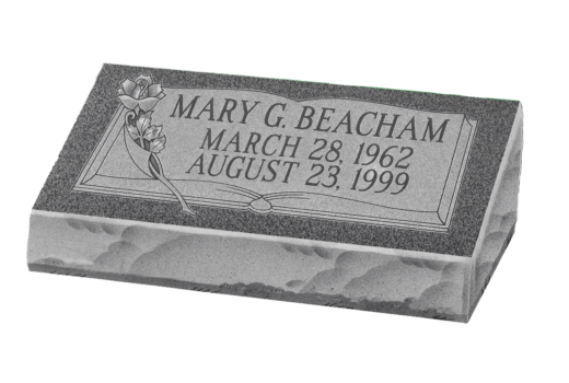A black and white photo of a gravestone for mary g beacham
