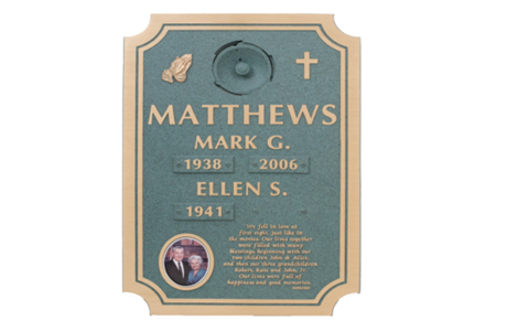 A grave marker for matthew mark g. and ellen s.