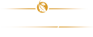 A logo with a leaf in a circle on a white background.